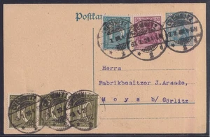 76230) CHEMNITZ 1922 Ganzsache mit Zusatzfrankatur nach Moys bei Görlitz - Bild 1 von 2