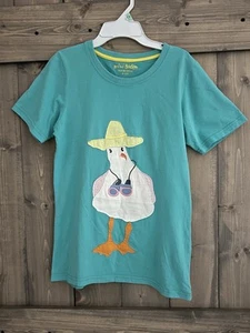 Mini Boden Girls Short Sleeve Shirt Seagull Tourist Aqua Size 8 10 EUC - Picture 1 of 3