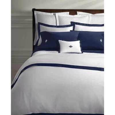 NEW Ralph Lauren RL Organic Cotton Sateen Navy King Flat Sheet $200 - Image 1 of 4