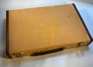 Vntge REISS Backgammon Game Faux Suede Case 2 Tone Beige Complete Extra Checker - Picture 1 of 16