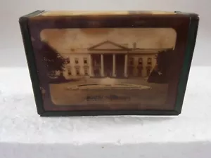 Antique Celluloid Photo Match Box Holder White House Washington DC Capital - Picture 1 of 7