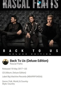 Rascal Flatts ~ Back to Us Deluxe CD 2017 AOR Melodic Yacht Rock WestCoast Huff - Picture 1 of 2