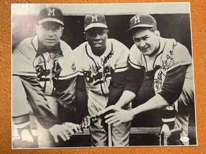 Hank Aaron Foto Firmada 16x20 Johnny Logan Jsa Auto Milwaukee Braves - Imagen 1 de 5
