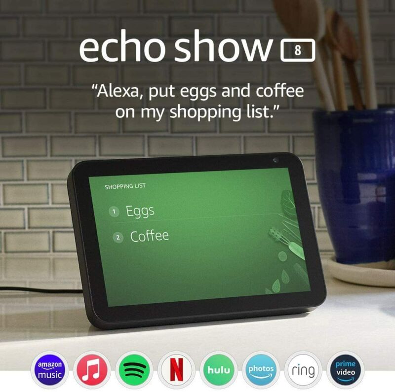 Imitation Amazon Echo Show 8 (1st Gen) 8" HD smart display with Alexa Charcoal (Black)