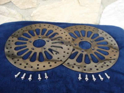 KCINT BLACK SUPER SPOKE FRONT & REAR BRAKE ROTORS FOR HARLEY PARTS 1984 & UP - Image 1 of 4