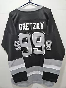 WAYNE GRETZKY #99 INDIVIDUELL GENÄHTES LA HOME SCHWARZ GRAU TRIKOT THE GREAT ONE MEDIUM - Bild 1 von 10
