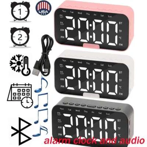Large Digital Alarm Clock LED Temperature Audio Voice Control Dual Alarm Snooze - Picture 1 of 15