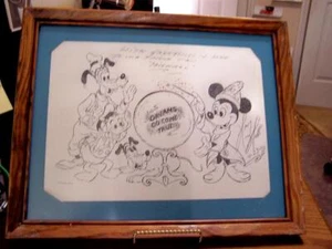 Original Disney Park Hand Drawn Art signed "93 Dreams come True framed Mickey - Picture 1 of 6
