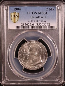 1904 Germany Hesse-Darmstadt Silver 2 Mark J-74 -PCGS MS64 -Bright & Flashy GEM! - Picture 1 of 8