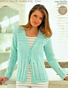 1194 LADIES DK LACY CARDIGAN 32-54" 81-137cm VINTAGE KNITTING PATTERN COPY - Picture 1 of 2