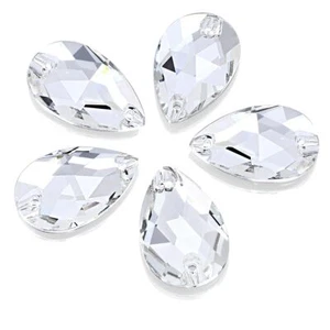 Sew On Rhinestone Clear Faceted Drop Shape Sewing Beads Crystal Sew Flat-Back... - Picture 1 of 8