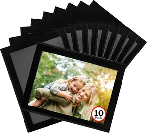 10 Pack 4"X6" Premium Super Slim Magnetic Picture Pockets Frames with Black Boad - Bild 1 von 12