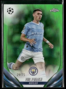 2023-24 Topps Chrome UEFA Club Competitions Phil Foden Green Refractor /75 - Picture 1 of 2