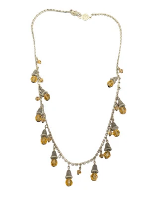 Collar Vintage Firmado Bellagio EE. UU. Cristales Naranja Gris Gunmetal 16 3/4" Foto 1 de 4