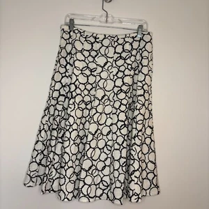 CAROLE LITTLE Sz 10 Linen Blend Skirt Black White Pleated - Picture 1 of 4