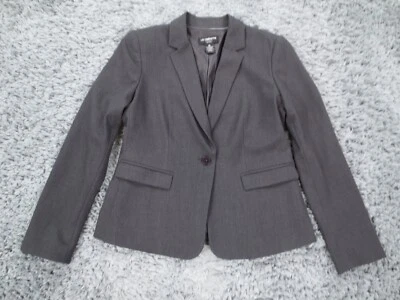 Chaqueta de Carrera Liz Claiborne Mujer 4P Gris Oscuro Un Botón Blazer Elástico Forrado Foto 1 de 4
