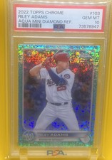 2022 Topps Chrome Riley Adams Aqua Mini Diamond Refractor /199 PSA 10-{POP 1} RC