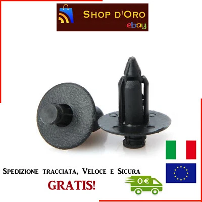50 PZ Rivetti clip scatto Plastica 8mm Carene PER Honda Yamaha Suzuki Kawasaki  - Immagine 1 di 4