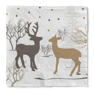 Serviette "Elya" (Rehe) chocolate aus Tissue 33 x 33 cm, 20 Stück - Bild 1 von 8