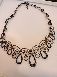 Carolyn Pollack Necklace Filigree Sterling Brass Scroll 16" To 19" Extender