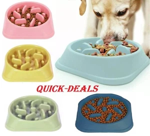 Dog Bowl Slow Feeder Pet Bowl Anti Bloating Anti Slip Feet Interactive Feed Dish - Picture 1 of 5