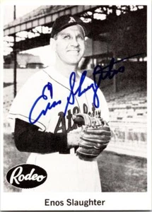Enos Slaughter autographed Baseball Card St Louis Cardinals 1976 Rodeo Meat #25 - Bild 1 von 1