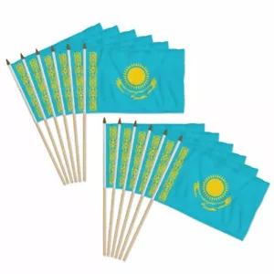 12 Stück Packung Kasachstan 12 x 18 Zoll tragbare Länder Stick Flaggen - Bild 1 von 2