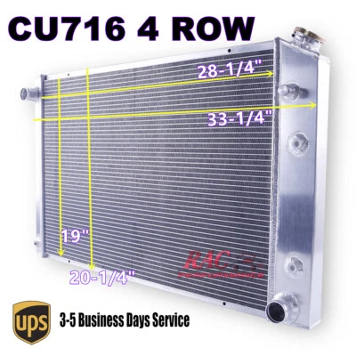 4 Row 716 Radiator for 73-86 Chevy C/K 10 20 30 C10 Truck 305 350 400 454 Motor - Image 1 of 4