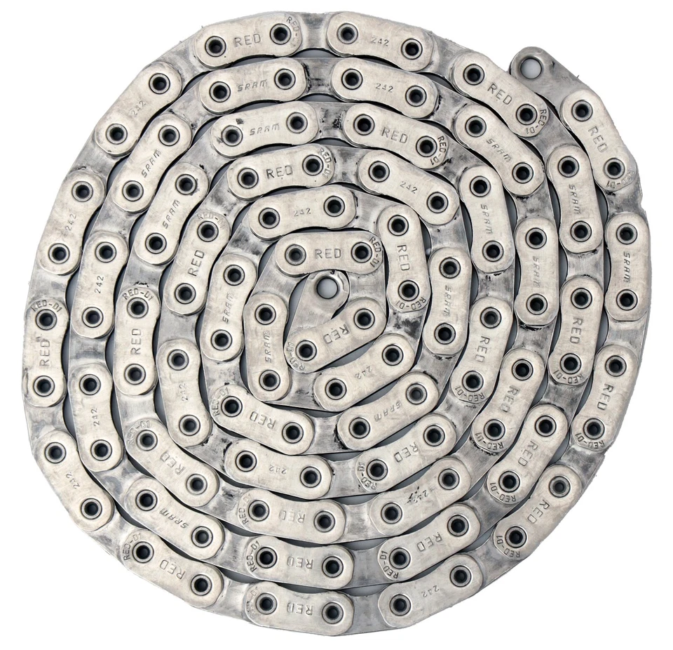 Cadena de bicicleta plana SRAM roja 12 velocidades 111 eslabones CN-Red-D1 carretera grava pasador hueco Foto 1 de 2
