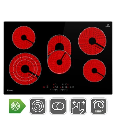 KKT KOLBE Piano Cottura Vetroceramica Autark 80 cm 8,7 kW 5 Zone 9 Livelli Slim Design Telaio