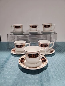 Syrakus Porzellan 6 Espressotassen & Untertassen römisch griechisches Motiv Restaurant Geschirr MCM - Bild 1 von 10