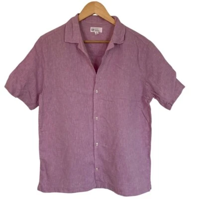 Gap Men's Linen Blend Shirt Size Small Purple Button Front Short Sleeve - Image 1 of 4