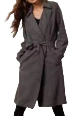 Bailey 44 Abrigo Gris Envolvente Cinturón Corbata Chaqueta Nuevo con Etiquetas $300 Viscosa Acogedores Bolsillos M Foto 1 de 4