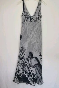 NWT Gala Collection Size L Slip dress black/white maxi sexy sheer lined goddess - Picture 1 of 8