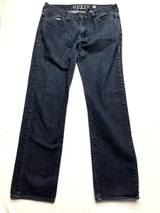 GUESS Jeans Men 34x32 Lincoln Slim Straight Dark Wash Denim Blue Y2K - Picture 1 of 20