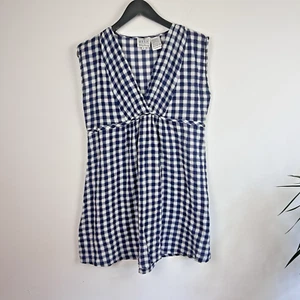 Masai Check Dress Size S Blue White Day Dress Oversized Loose Short Sleeve - Picture 1 of 8
