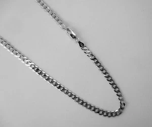 5mm Curb Link Chain Light Weight Rhodium over Sterling Silver 20,22,24,30" Italy - Picture 1 of 1