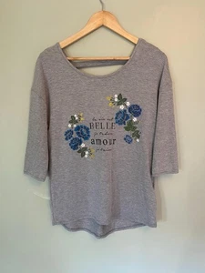 Red Herring Bar Back Scoop Round Neck Sleeve Sleeved Top T-Shirt Floral Size 10 - Picture 1 of 12