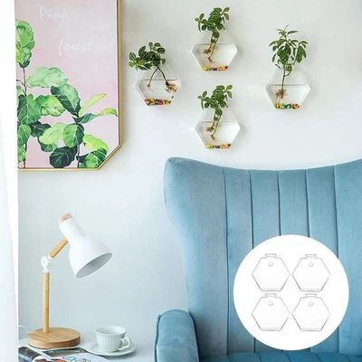 Decor Planters Accessories Geometric Flower Glass Flowerpot for Pots Home - Image 1 of 4