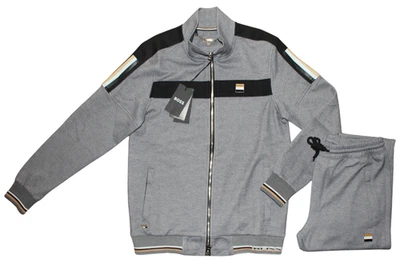 HUGO BOSS MEN TRACKSUIT SET  IN GRAY COLOR TOP AND BOTTOMS FULL ZIP REGULAR SIZE - Image 1 of 4