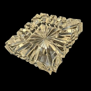 Radiant Crystal 4" Square Picture Frame or Paperweight Starburst Cut Glass Heavy - Picture 1 of 4