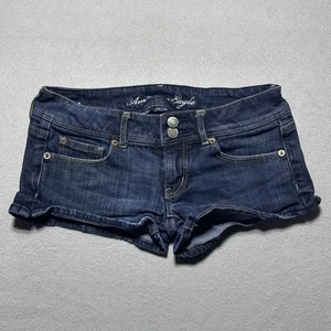 American Eagle Low Rise Micro Mini Blue Jean Shorts Womens 2 Dark Wash Beach Y2K - Picture 1 of 6