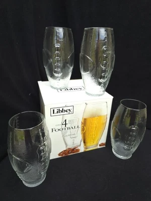 Libbey 23 Ounce Football Shaped Beverage Glasses Set Of  4 Tumbler USA -EUC - Image 1 of 4