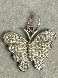 Klassischer Charm-Anhänger Vintage gepflasterter Diamant CZ Schmetterling Sterlingsilber 7091 - Bild 1 von 3