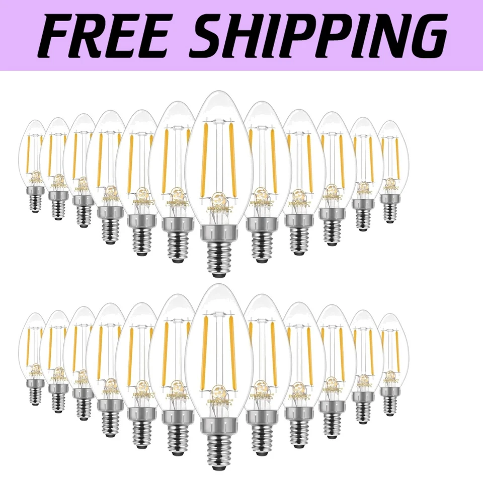 Energetic 3.5W E12 B10 Clear LED Bulbs - 40W Incandescent Equivalent, Pack of 24 - Image 1 of 4