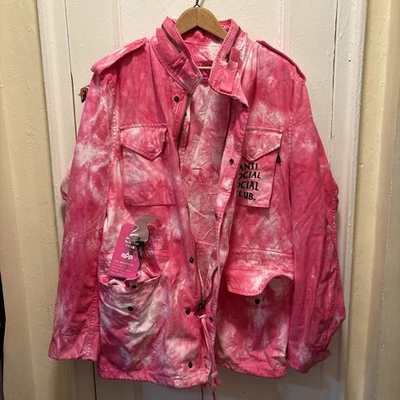 РАЗМЕР БОЛЬШОЙ Anti Social Social Club Alpha x Assc M-65 куртка галстук краситель розовый - Изображение 1 из 4