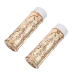 2 Bottles Gold Foil Shavings Glitter for Drinks Cake Decorations Cupcake Flakes - Picture 1 of 12