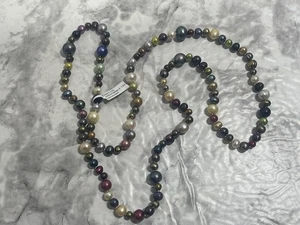 Neu Multicolor Regenbogen echt gefärbt Perlen Halskette Perlen Strang - Bild 1 von 5