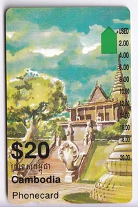 ASIE TELECARTE / PHONECARD .. CAMBODGE 20$ TAMURA CAMBODIA TEMPLE PAGODE 1995 - Picture 1 of 2