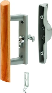 Prime-Line 3 15/16" Gris Diecast Manija de Puerta Corredera de Patio con Manija de Madera - Imagen 1 de 5
